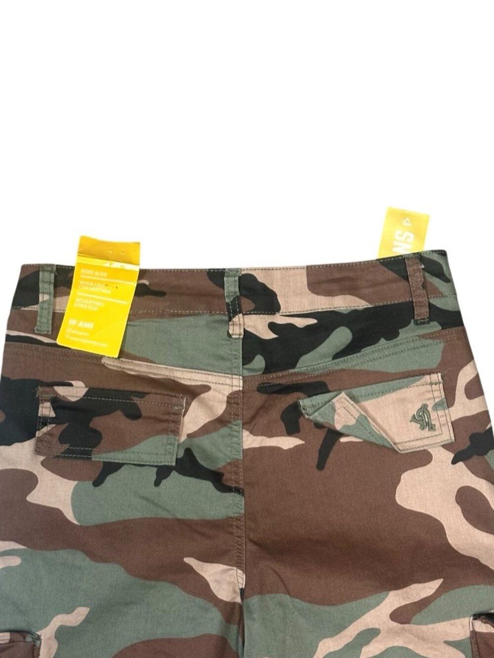 VIP Jeans Green/Brown Camo Cargo Pants Women Size 9/29 Mid Rise Stretch Pockets - Picture 4 of 14